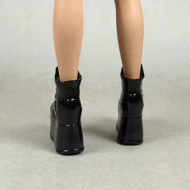 ZY Toys 1/6 Scale Female Glossy Black High Platform Wedge Boots